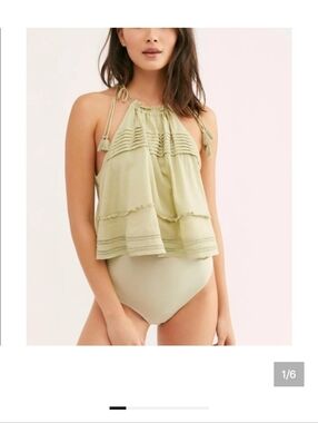 Free People Eyelet Flowing Bodysuit